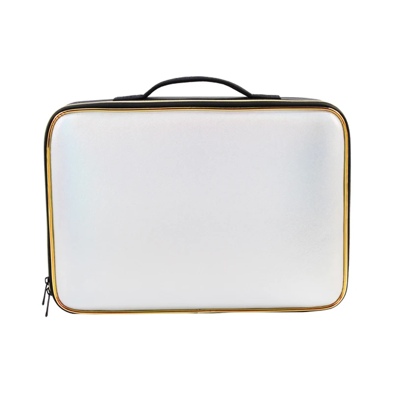 

Large Capacity Travel Professiona storage bulkhead cosmetic Makeup Case Cosmetic New dazzling black chain square bag