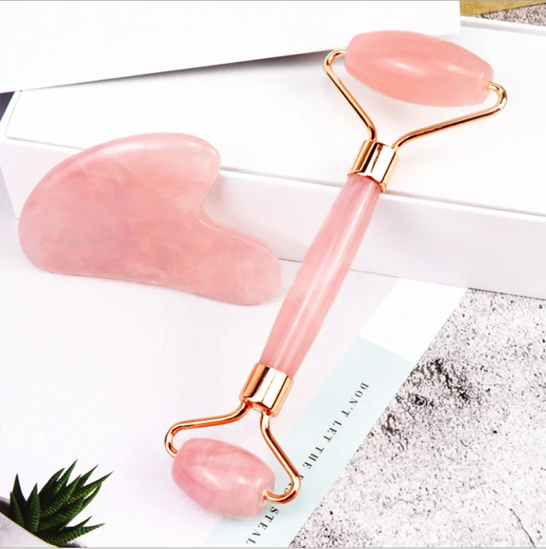 

Anti-aging Health Care Quartz Gua Sha Set Stone Massager Products Skin Care Tool Facial Jade Roller For Face