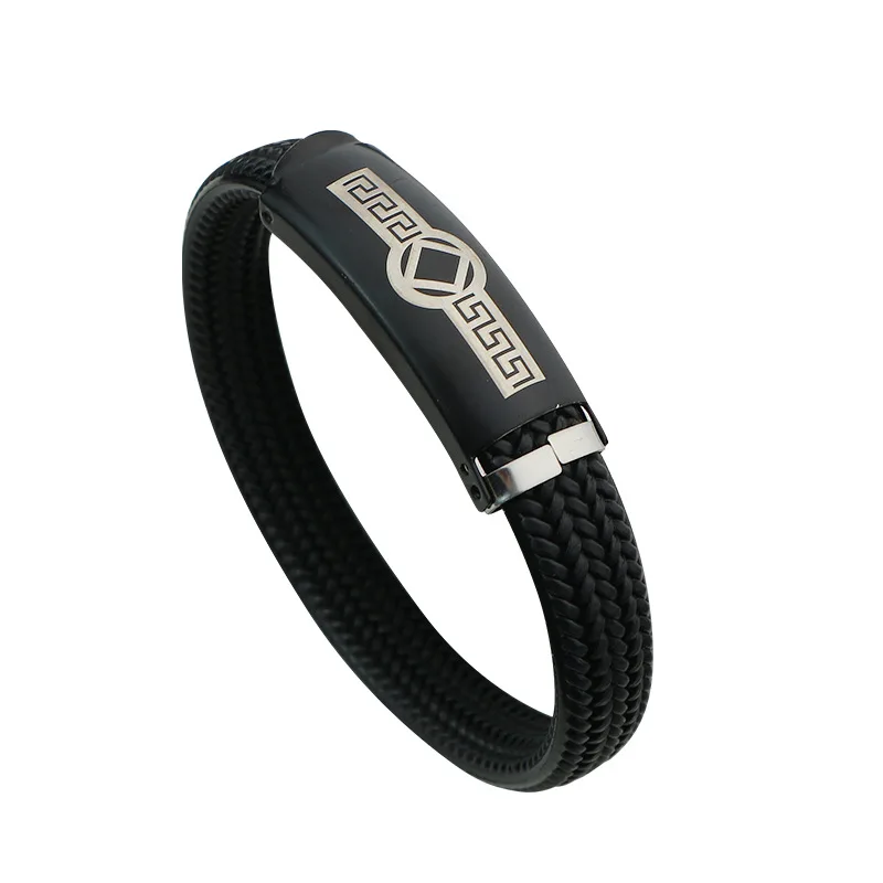 

Best Selling Fashion Magnetic Custom Stainless Steel Leather Jewelry Bracelet for Men, Picture