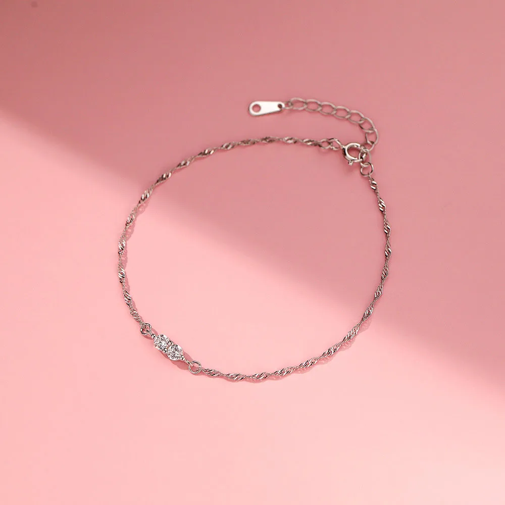Super Flash Zirconia Crystal S925 Sterling Silver Chain Bracelets Jewelry for Women Girls Gift Accessories YB-XY-413