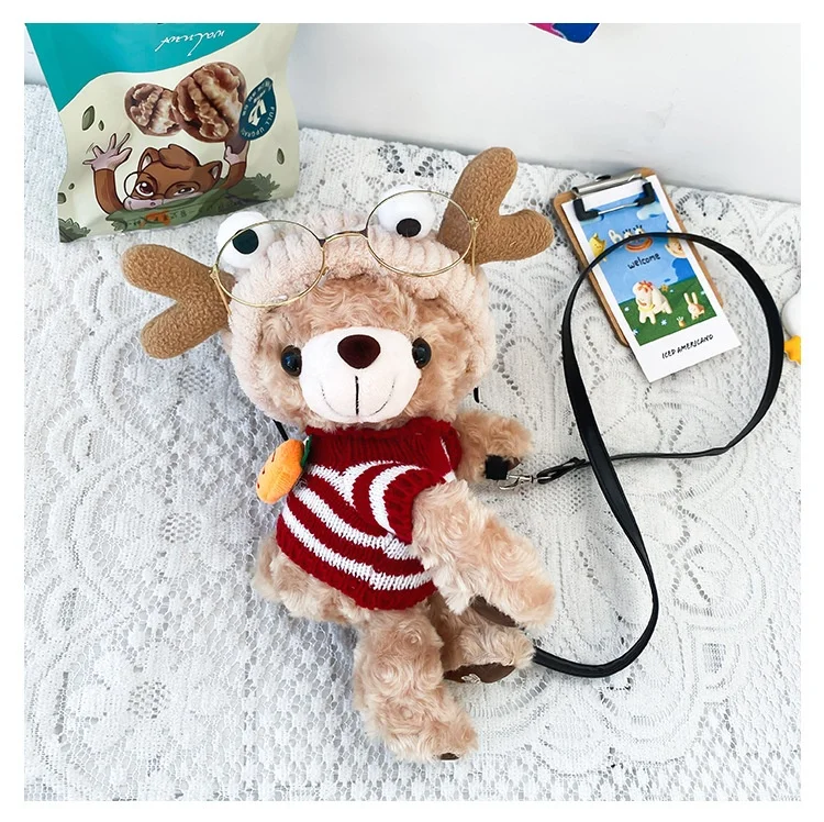 

2022 Fashion Small jelly Fur Luxury Handbag Cross Shoulder Strap Mini Phone Bag Women Quality Teddy Bear Purse