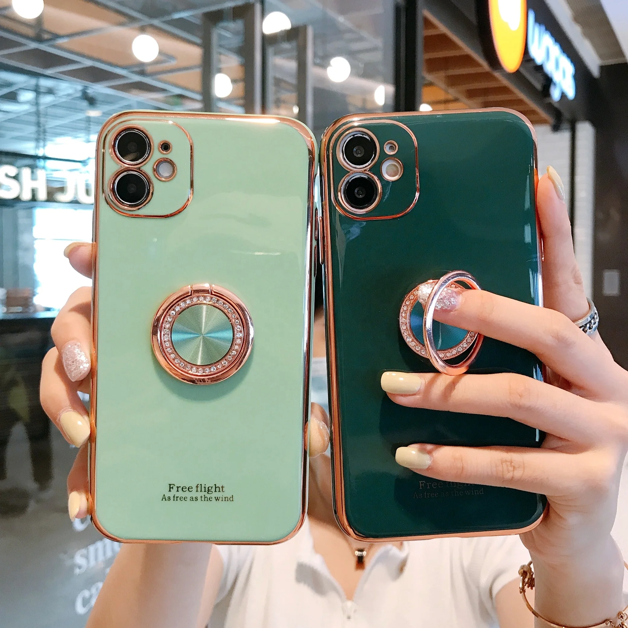 

Electroplating TPU for iPhone 5 6 7 8 X Phone Case, Luxury Diamond Soft Back Cover for iPhone 11/12 Mini/12/12 Pro/12 Pro Max, Army green, pink, navy blue, green