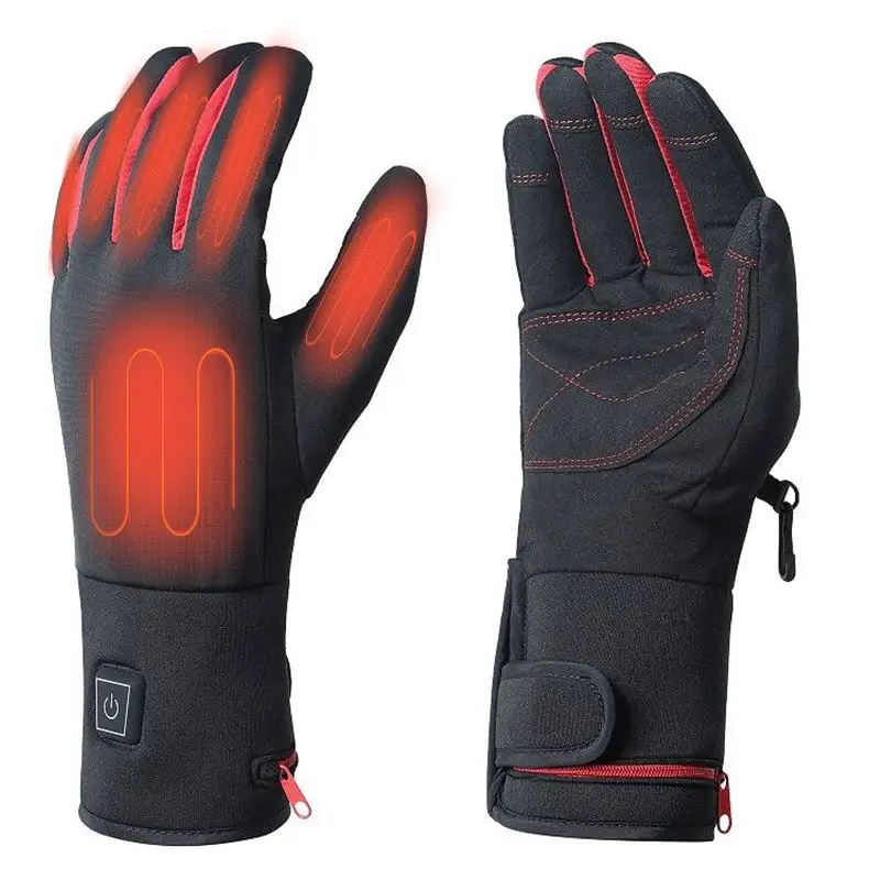 

Electric smart rechargeable 7.4V battery gloves Men Women Motorcycle Ski Snow Warmer Mitten Gloves, Black & red/ oem