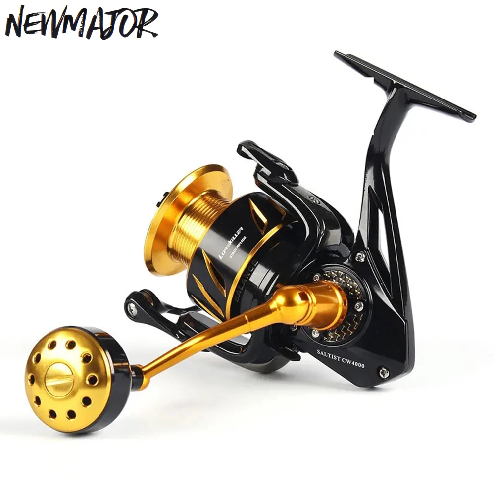 Lurekiller CW3000-CW10000 12-35kgs Drag Power Altwater Spinning Fishing Reel 10BB Alloy Metal Stream 5.2:1 Gear Ratio Black Made