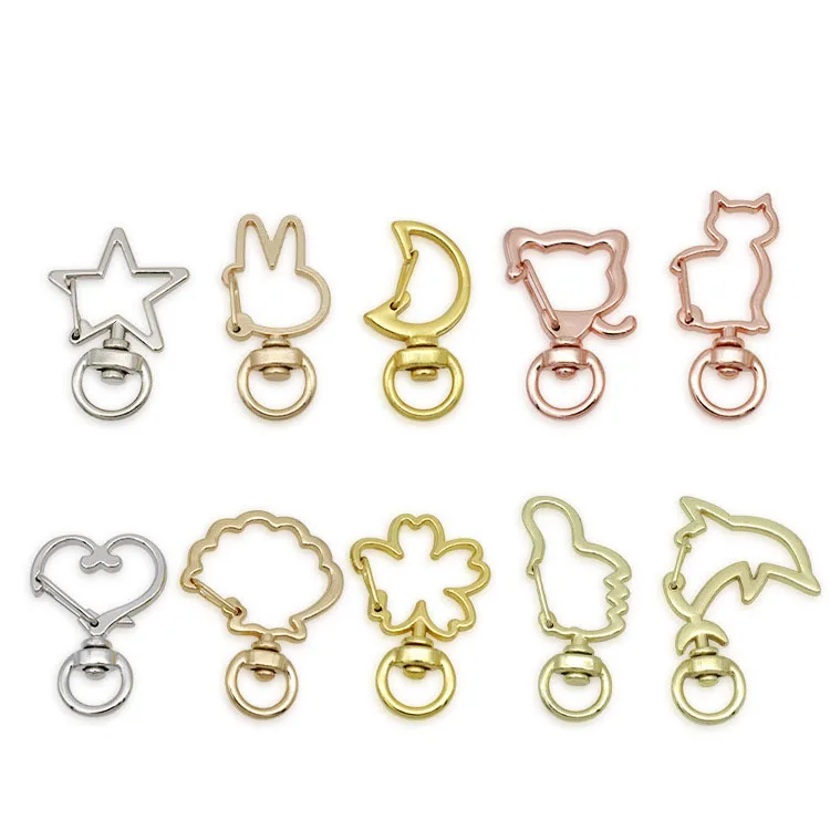 

Gold Silver Plated Animal Shaped Lobster Clasp, Gold Swivel Claw Clasps Keyring, Star Heart Moon Clasps Split Key Chain Rings, Silver/gold/rose gold/gunmetal