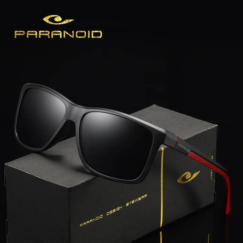 

PARANOID High Quality Classical Polarized Lens Square Sun Glasses Mens TR90 Frame Sunglasses