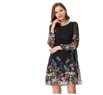 

WIIPU de talla grande tunica con estampado Floral para mujer Vestido de manga larga de otono elegante estampado Floral Tribal, Pictures