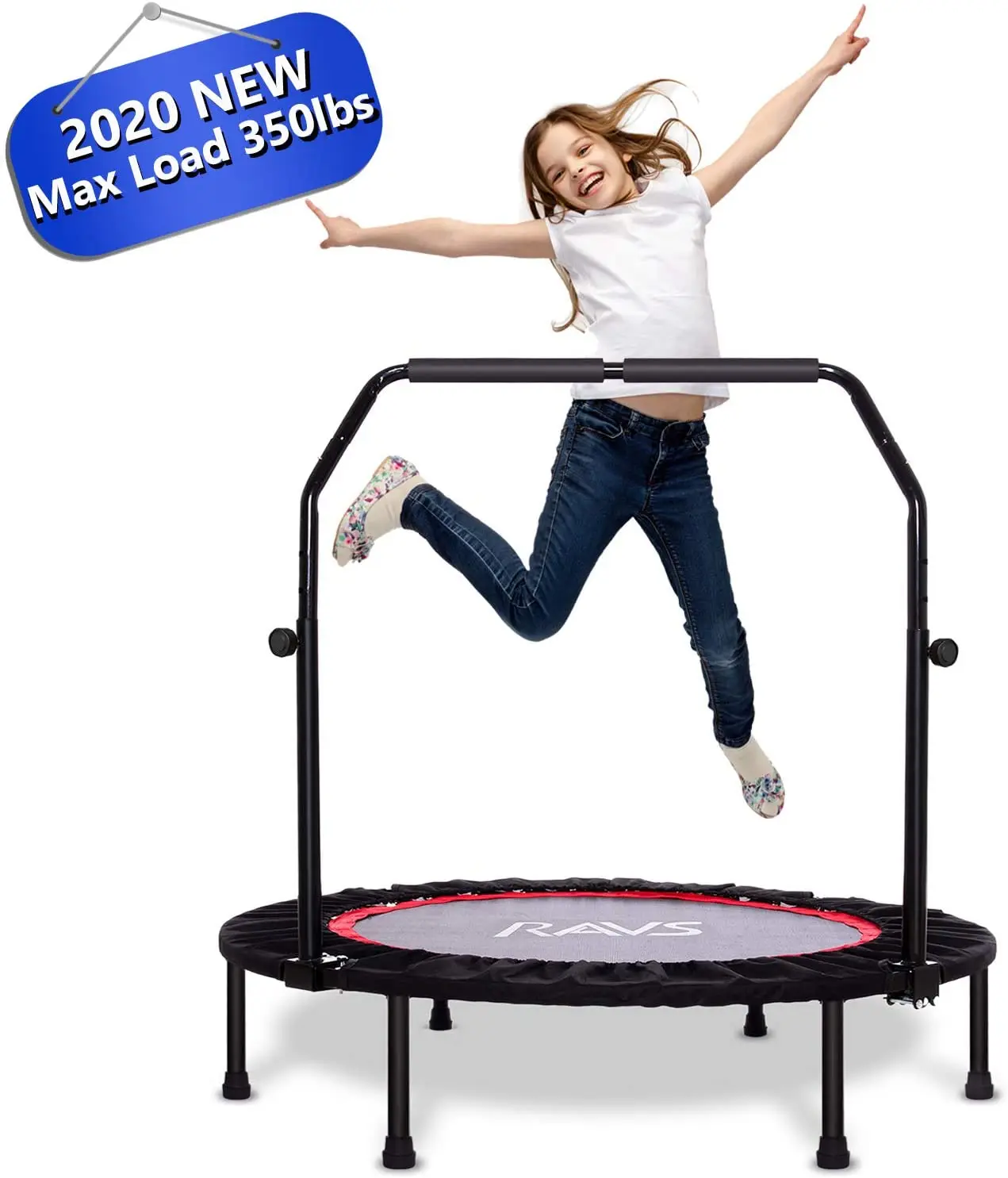 

Folding Mini Trampoline for Kids Fitness Rebounder with Adjustable Foam Handle Outdoor Indoor Trampoline for Kids and Adults, Customized color