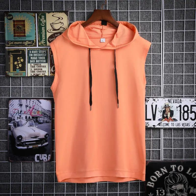 

2020 Fashion Pullover Sleeveless Hoodies Tshirt Mens Plain Mulit Color T-shirt Hip Hop Oversized Blank T shirt