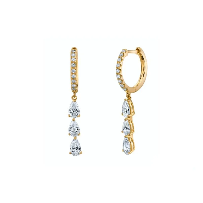 

Wholesale Fashion Jewelry 925 Sterling Silver Diamond Huggie Hoop Earring Statement 18K Gold Plated Crystal Drop Earrings Women