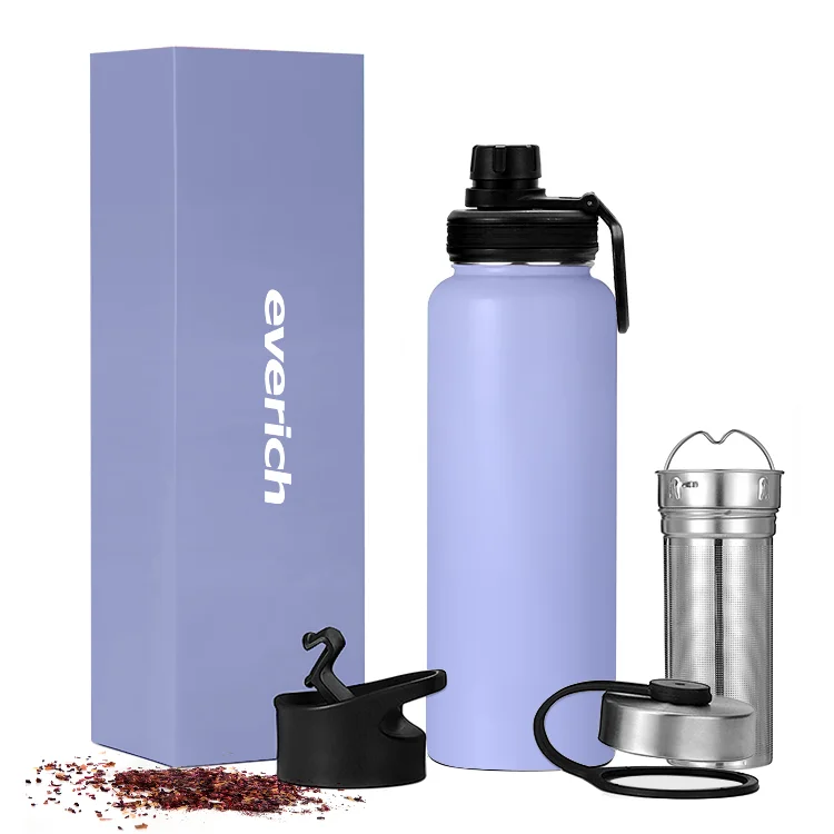 

Everich double wall vacuum flask insulated water bottle with straw stainless steel gym with customer logo 18oz 32oz 48oz 64oz, Customized color