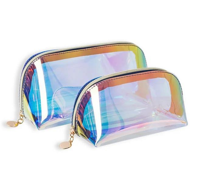 

Micani Laser TPU luxury Cosmetics makeup Bag Transparent Waterproof Colorful Shell outlooking Washing Storage Bag, Customized