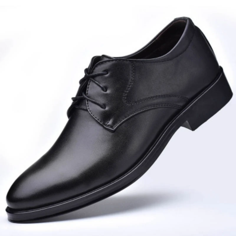 

2021 cheaper men shoes men dress shoes high quality genuine leather shoes, Black