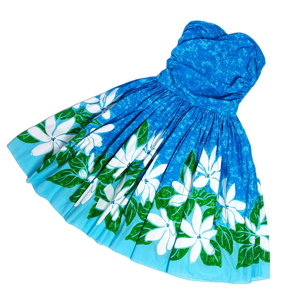 

Wholesale HS00022 Blue Hula Pa'u Skirt with Floral Print Fashion Girl Accessories Skirt for Hawaiian Dance Party Decoration