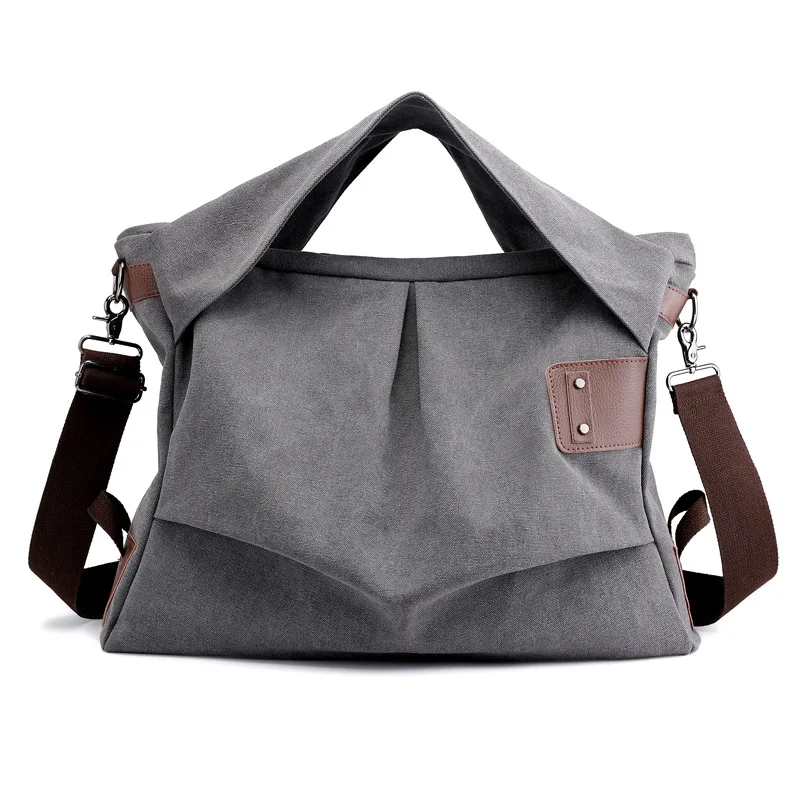 

Canvas bag women's new fashion wrinkled women's bag large capacity portable leisure Single Shoulder Messenger, Customizable