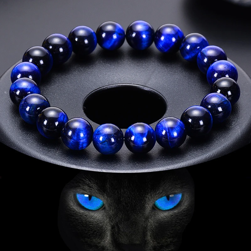 

Wholesale Natural Stone Custom colored hematite Blue Tiger Eye Beads Bracelets, Blue/green/red