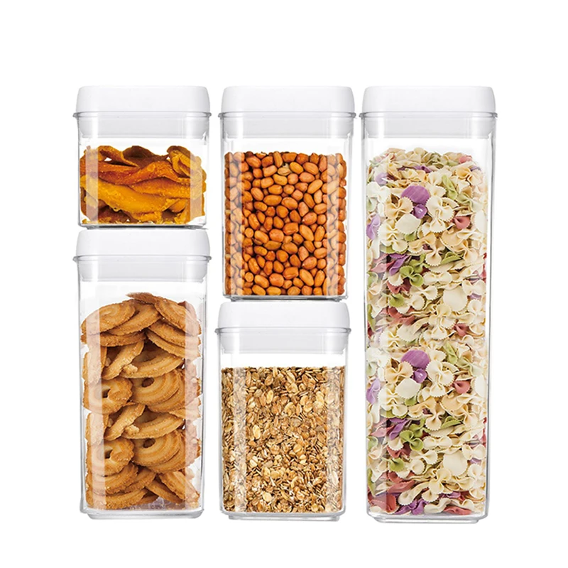 

5pcs Dried Fruit Snack Moisture-proof Storage Tank Plastic Moisture-proof Sealed Tank Storage Bottles & Jars 5 Packaging Cover