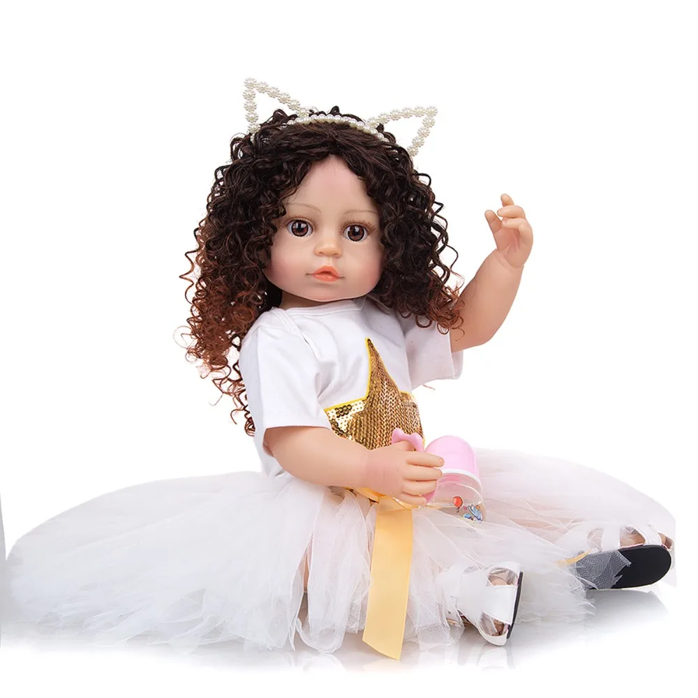 

New Arrival KEIUMI 55 CM Silicone Full Body Reborn Baby Girl Dolls Lifelike Toddler Babies Bath Doll Toys Kids Birthday Present, Picture shown