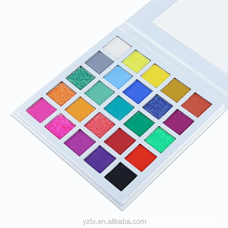 

Ready to ship makeup 25 colors matte + glitter eyeshadow palette good quality free sample with low cosmeetics