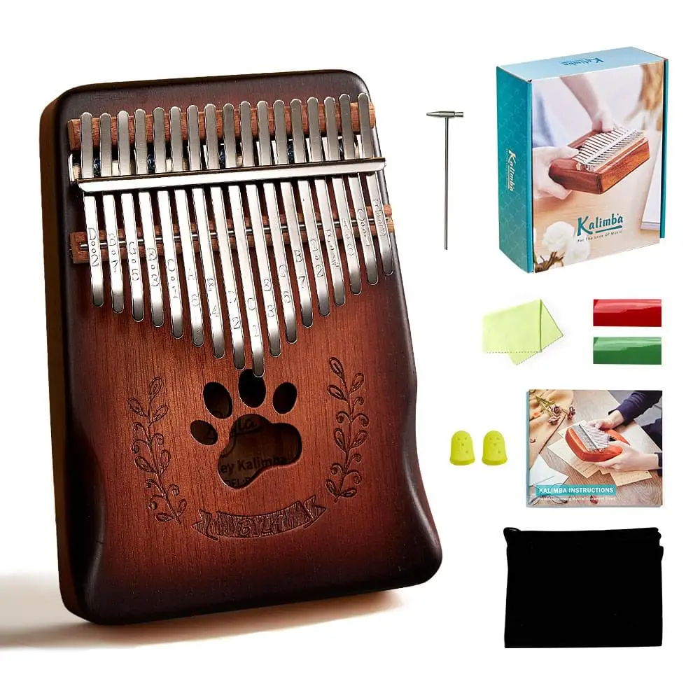 

free sample wholesale kalimba buy 17 keys musical instrument sale thumb pianos calimba, Wooden,coffee,blue