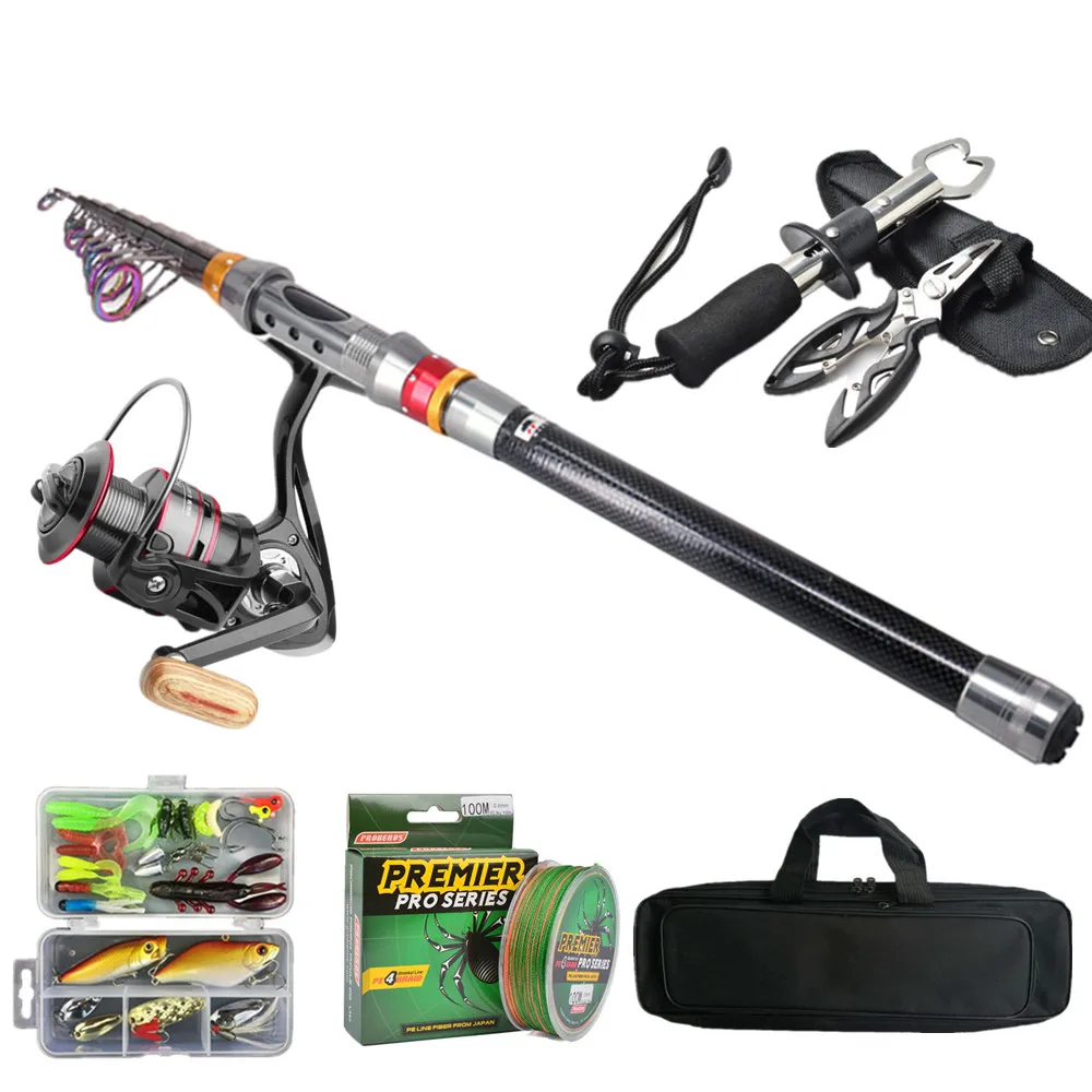 

1.5m-3.6m Factory Telescopic Fishing Rod And 5.2:1 Spinning Fishing Reel Line Lure Combo Set