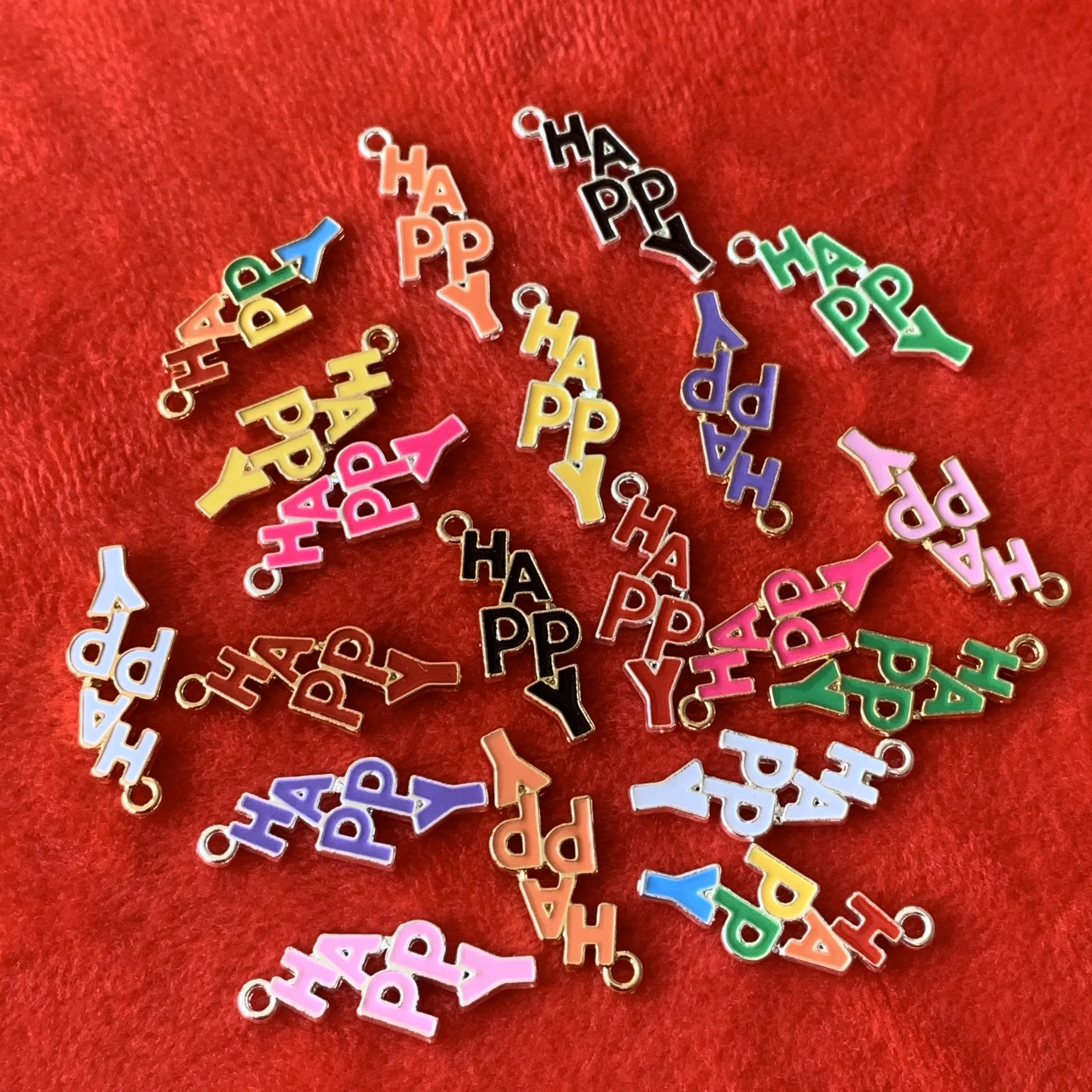 

MISS LUV color enamel happy letter pendant charms for jewelry making custom inspired letter pendant charms for necklace bracelet