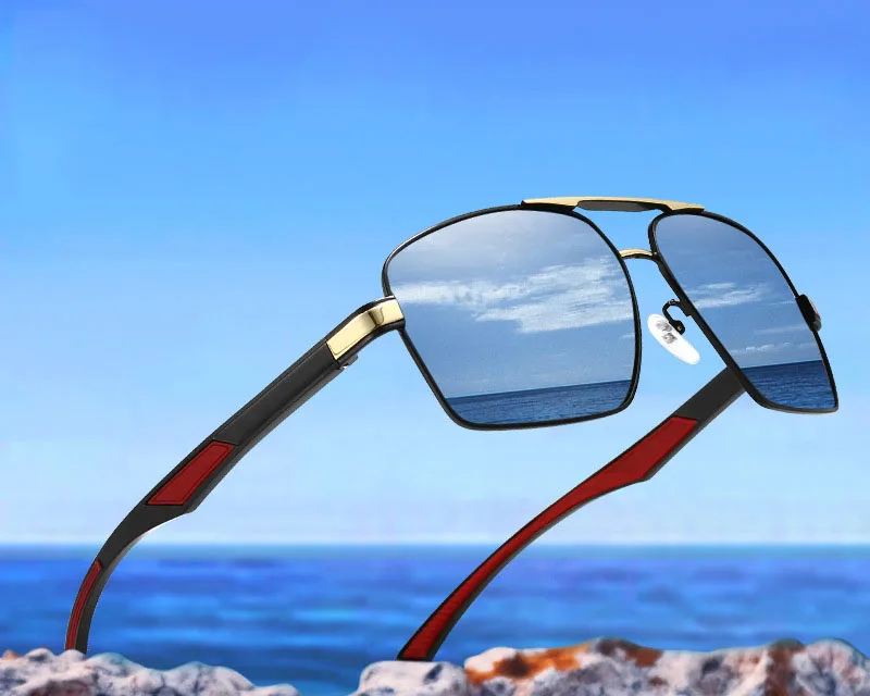 

New aluminum-magnesium glasses men's polarized sunglasses square polarized glasses sunglasses cycling sunglasses