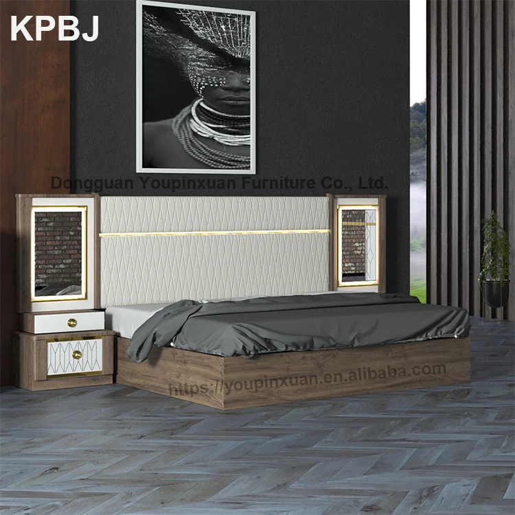 
Customized High Gloss Melamine MDF White Painted Wood Bedroom Sets Furniture 