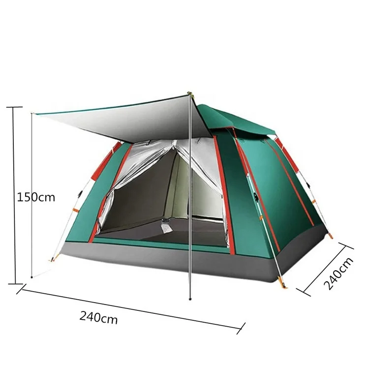 

Outdoor camping accessories thickening to accommodate 3-4 people automatic speed open tent, Dark green, blue