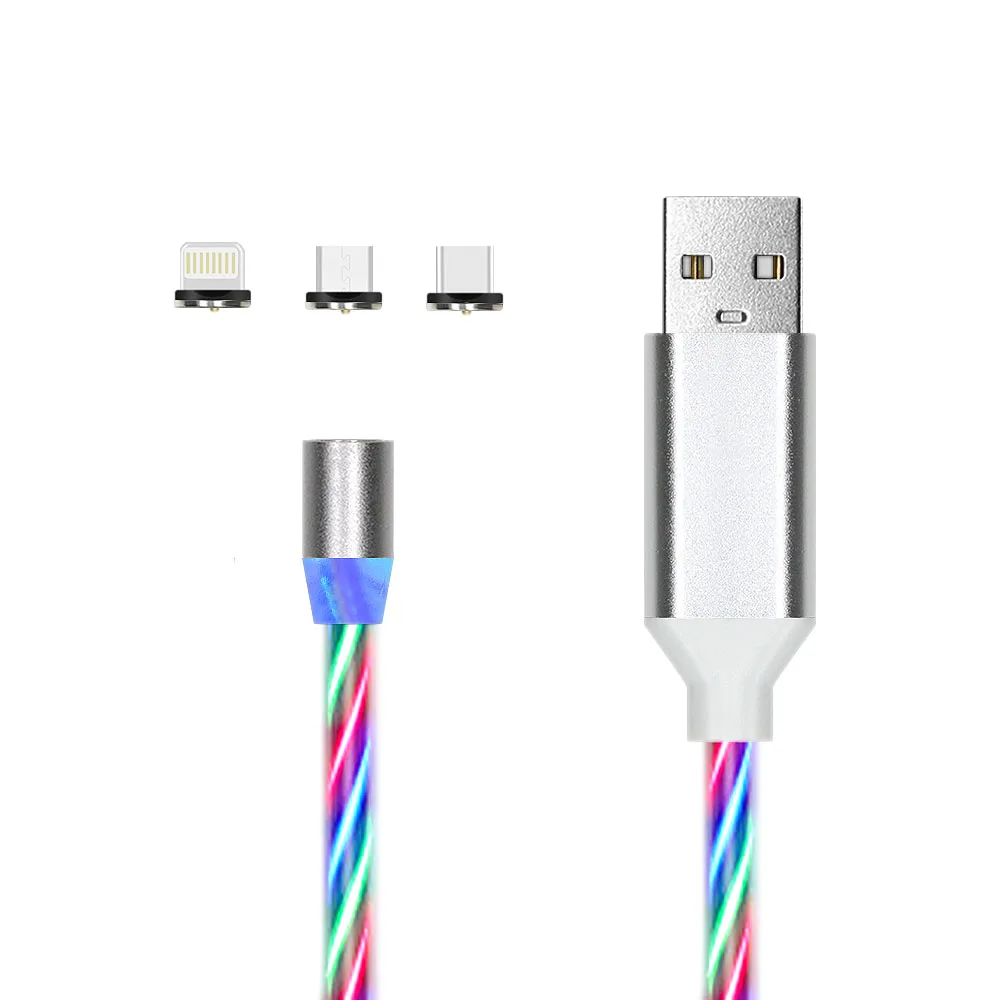 

Hot New Products Magnetic cable and Fast Charging And Aluminum Shell Mobile Data Cable for Micro USB Type-C Lightning 1M 2M, White/blue/red/green/customized