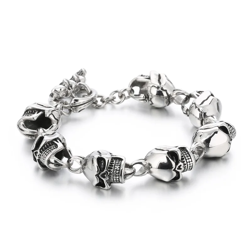 

Kalen Men Punk Stainless Steel OT Clasp Skull Links Bracelet&Necklace/Waist Chain Jewelry Set