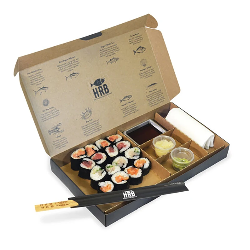 

Food Grade Take Out Sushi Box Bio-degradable Eco Friendly Luxury Custom Printing Paper Takeaway Sushi Box