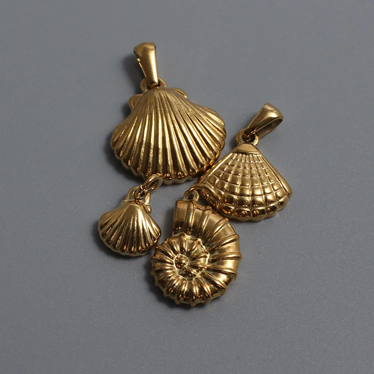 

Ins Vintage 14K Gold Filled Stainless Steel Pendants Shell Sea Snail Conch Gold Plated Charms For Making Necklace Diy