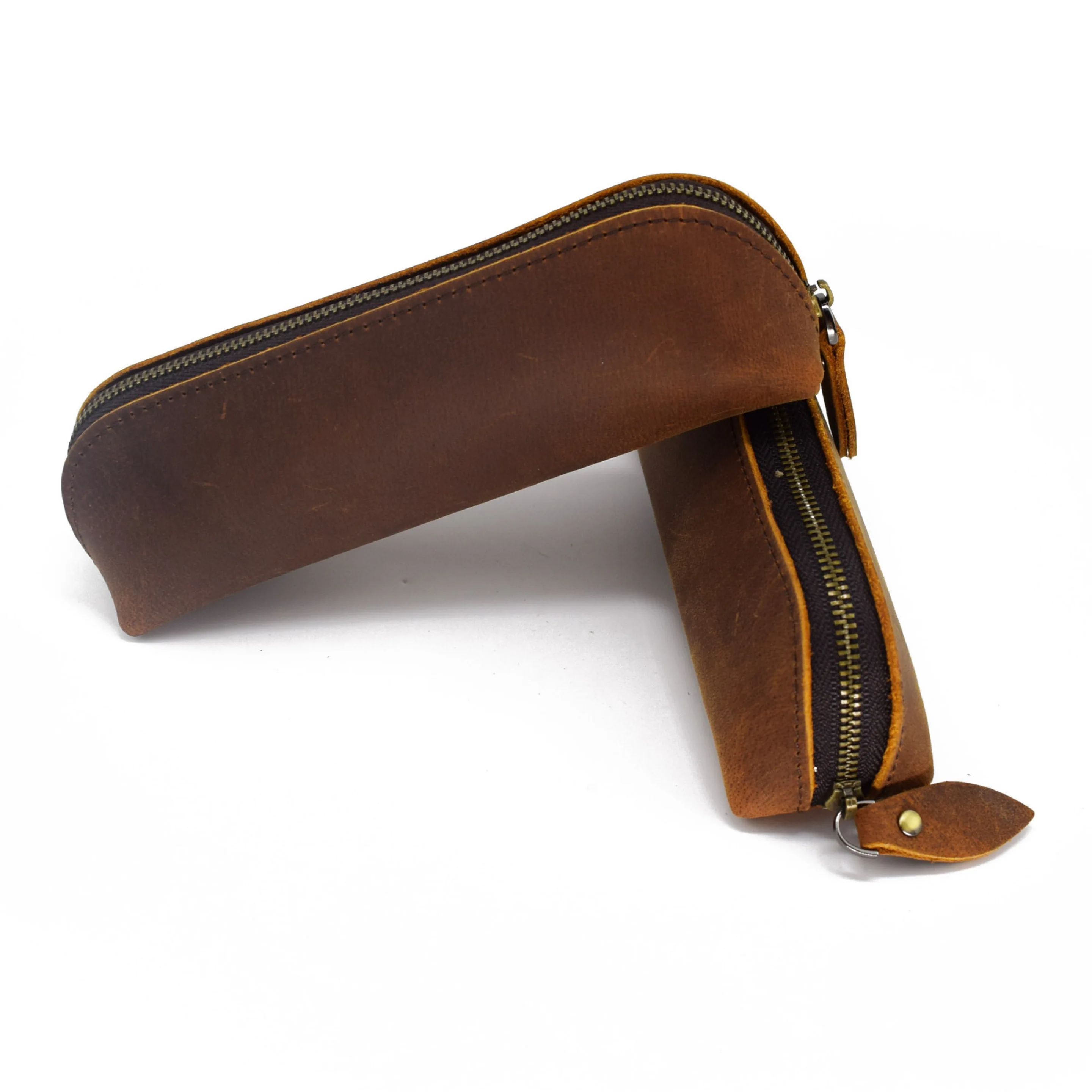 
Vintage real leather pencil pouch bag pen holder pen case 