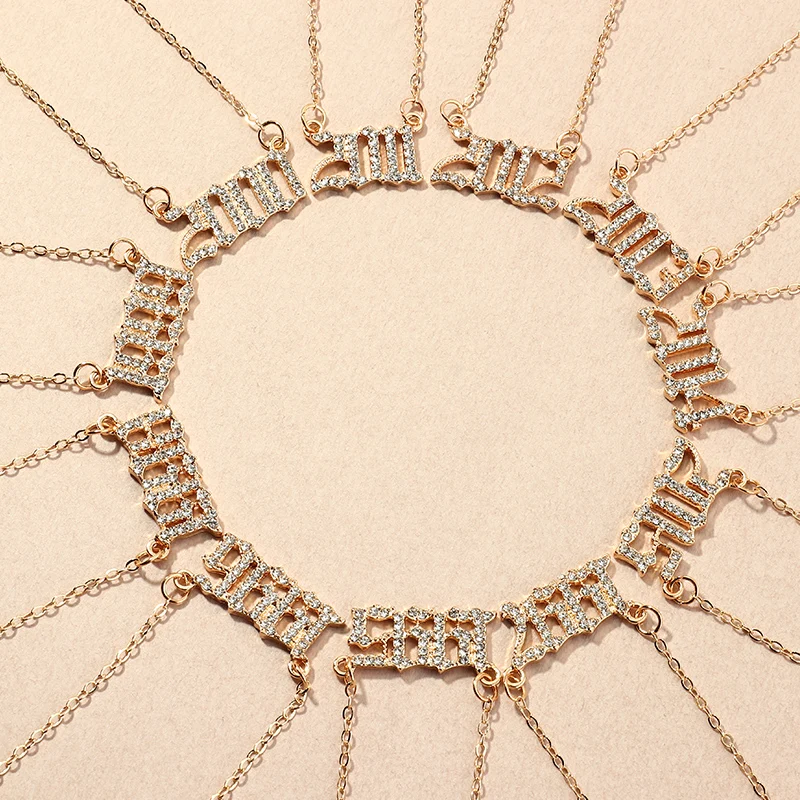 

Wholesale Personality Birthday Digital Gifts Number Pendant Necklace Jewelry Simple Year Pendant Necklace