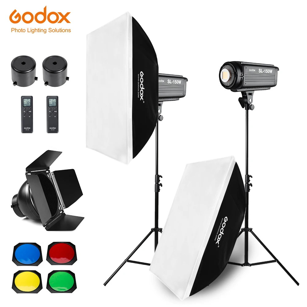 

inlighttech Godox SL-150W 2x 150W Studio LED Continuous Photo Video Light With Softbox, Light Stand,Honeycomb Grid For Photograp, Other