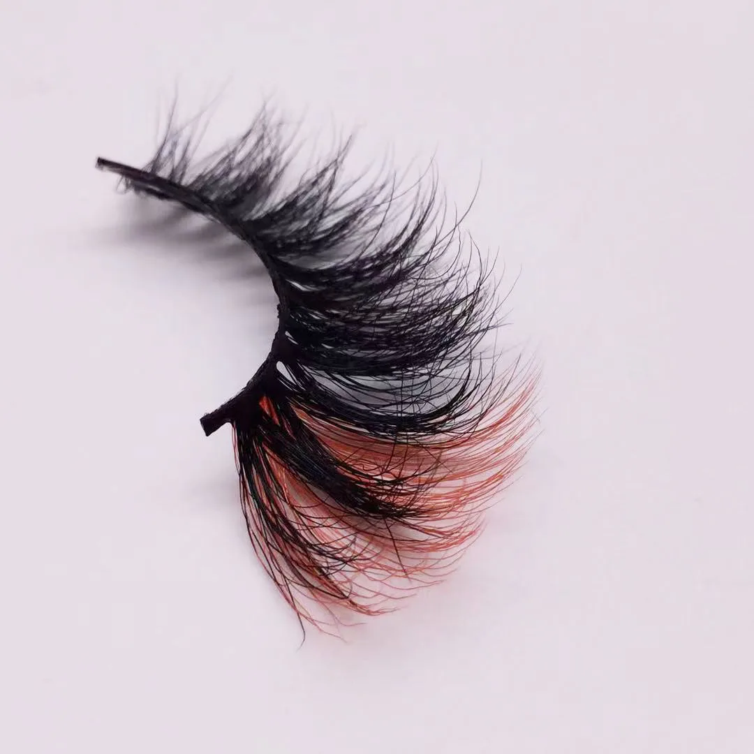 

Red Color Eyelash 25mm 3D Mink Eyelashes With Color End Handmade Lashes Cruelty Free Colored Lashes, Black and other