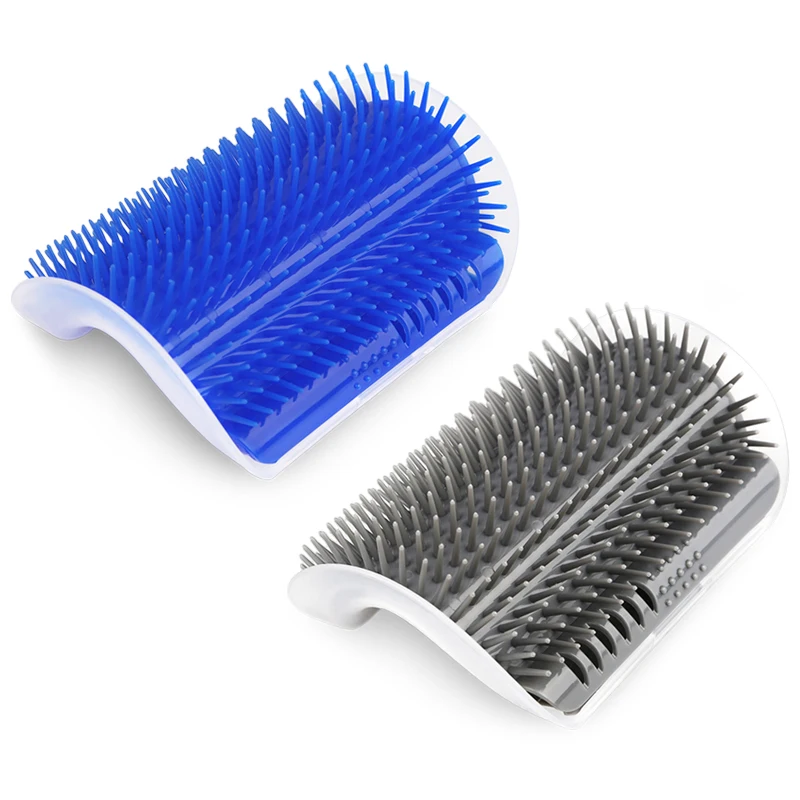 

HY Wall Corner Groomers Soft Grooming Brush Massage Combs For Cat With Catnip Cat Self Groomer, Blue,gray,pink,green