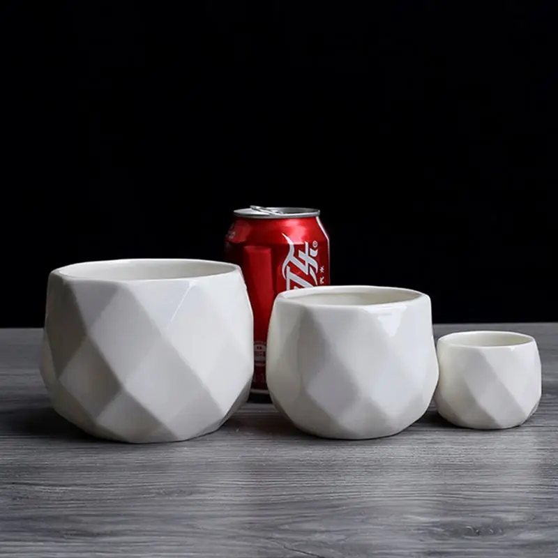 

Simple white plant ceramic flower pot for hydroponic gardening