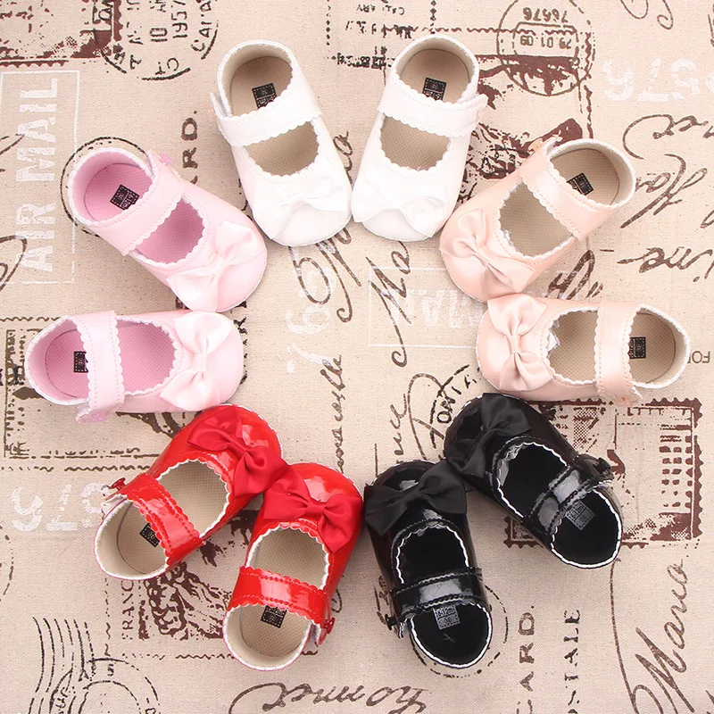 

Baby New Autumn Velcro Bright Leather Princess Toddler Shoes For 0-1Y Baby Girls