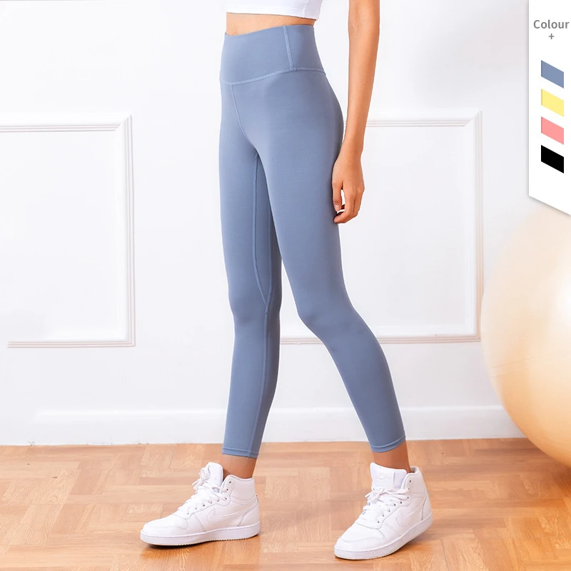 

Hot Sale women's High Waisted Sport Yoga Leggings Solid color High-elastic Fitness Pants Customizable Logo