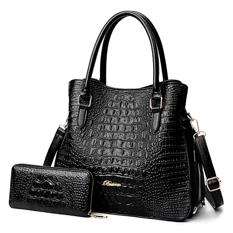

Wholesale Fashion women Luxury leather handbags set purses tote handbag