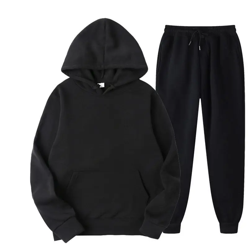 

Men Solid Color Casual Sets Autumn New Men's Hoodies + Pants Two-Piece Tracksuit Trendy Sportswear Set Male, 5 colors