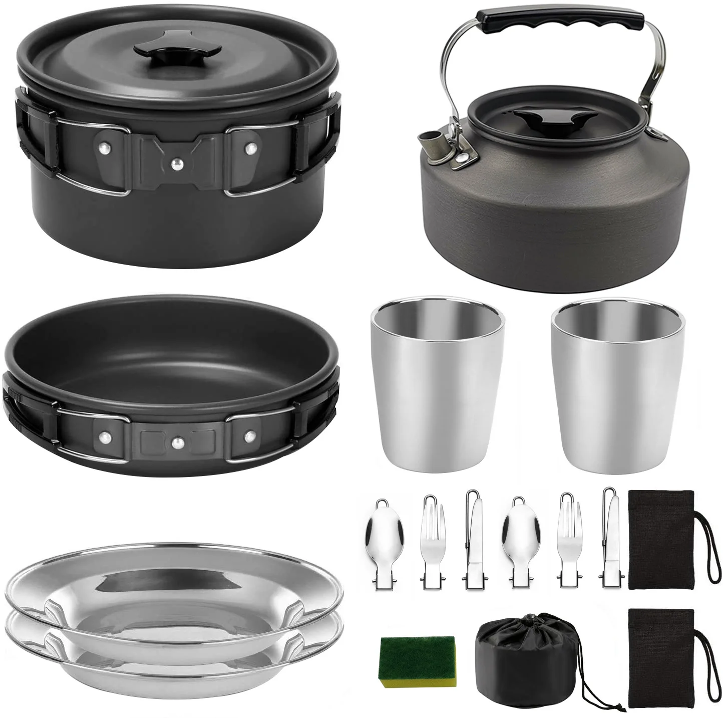 

Portable camping cookware set single outdoor instant noodle frying pan multi-person cooking utensils