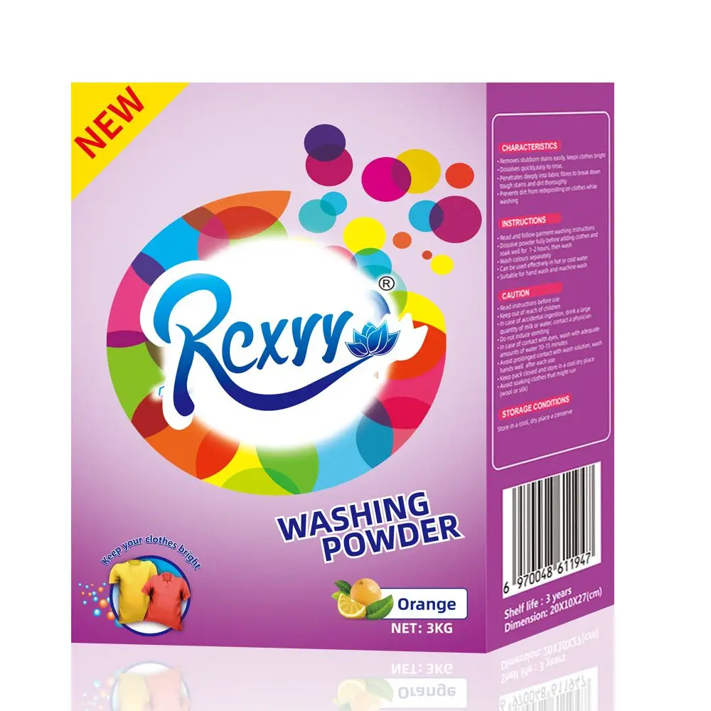 

Washing Powder Boxed New Arrive Product Wholesale 3000g Orange and Lavender
