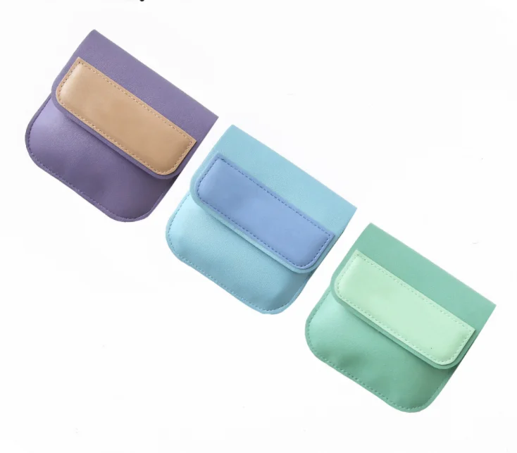 

Fashionable new girl simple mini lipstick wallet portable pu protective cover card bag small bag sundry storage bag, Blue, green, purple