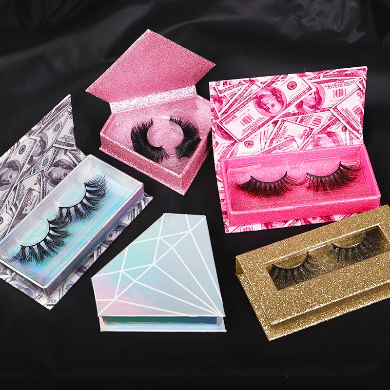 

2020 natural long thick cruelty free full strip 3d 5d 6d false faux fluffy mink eyelashes with packing box