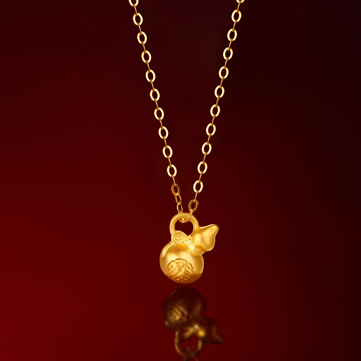 

Wholesale 24K Gold Three-Dimensional Gourd Appearance For Women Pendant Necklace Lucky Character Daily Wearing Necklace