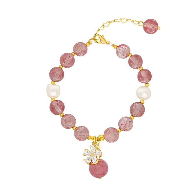 

Shangjie OEM joyas Fashion Dainty Women Pink Crystal Bracelets Unique Bead Pearl Friendship Bracelet Natural Stone Bracelets