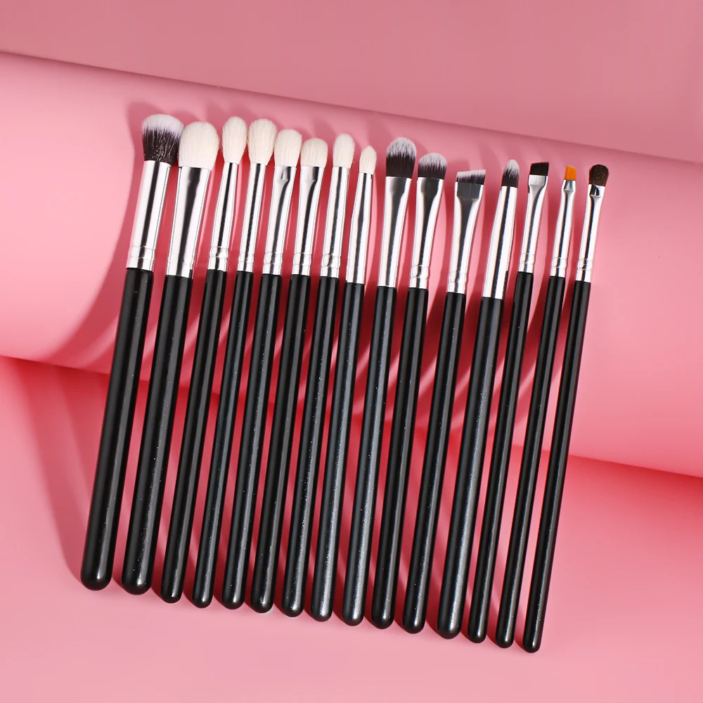 

BEILI 15 pcs make up brush set Professional Eye brush without logo In stock eyeshadow eyebrow makeup brushes amazon custom logo, Black